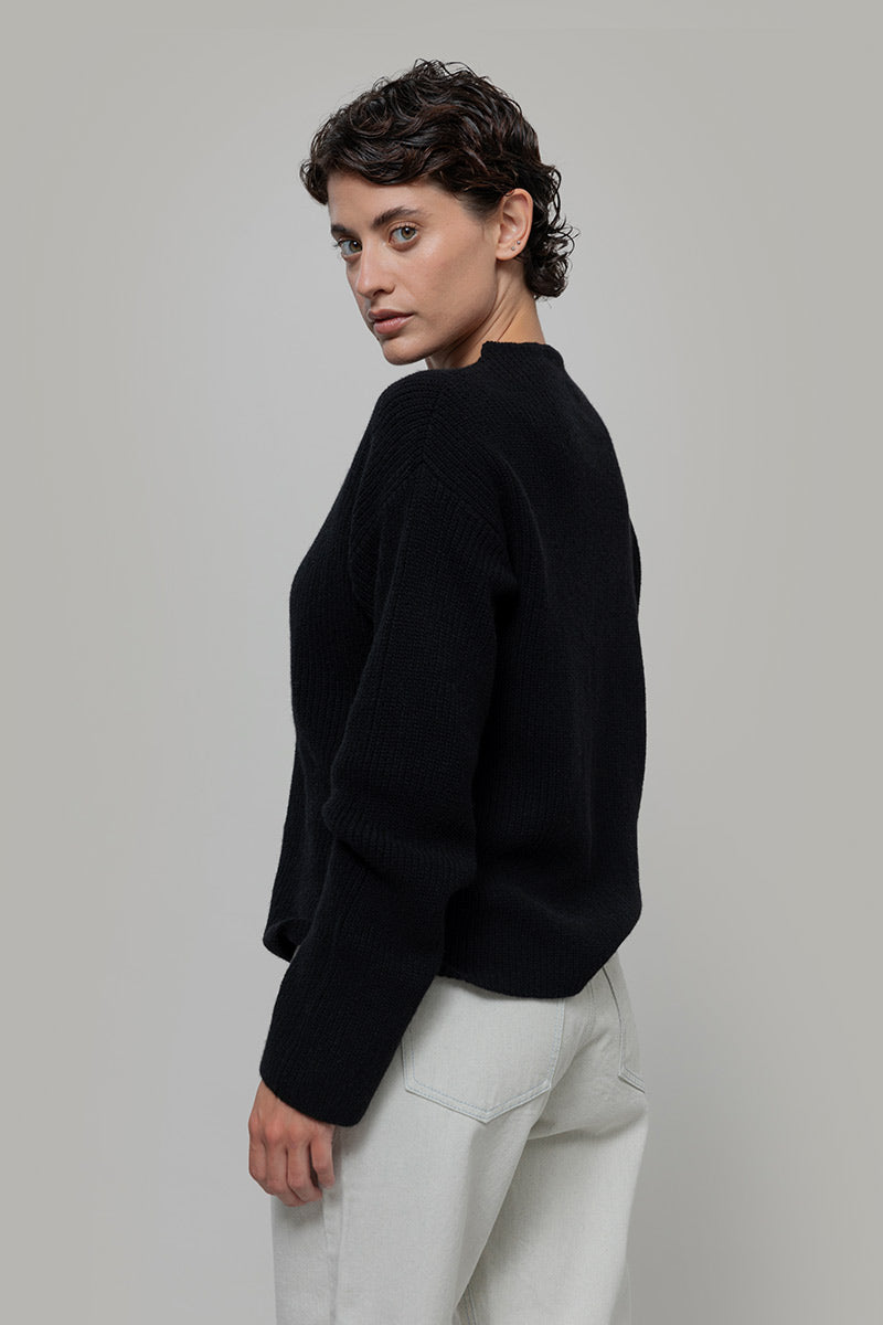 Maglia Donna Cashmere Rigenerato Melissa Nero - Rifò Lab Moda circolare made in Italy