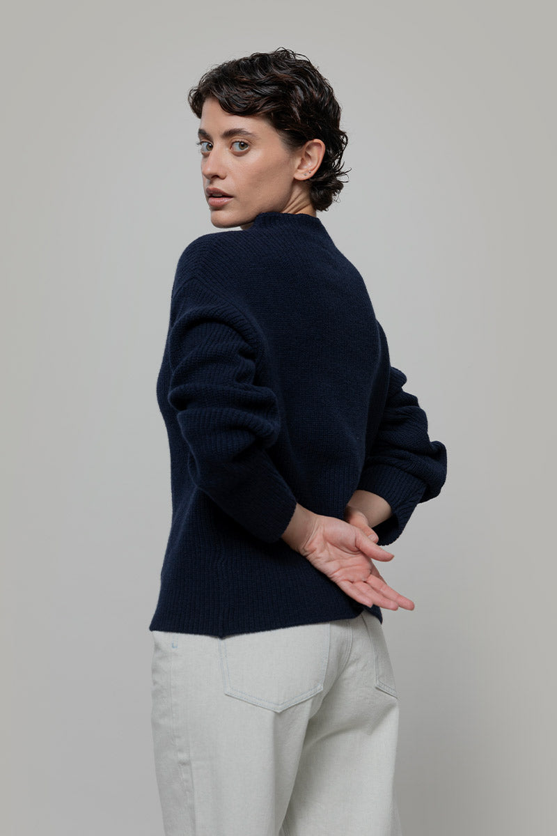 Maglia Donna Cashmere Rigenerato Melissa Blu - Rifò Lab Moda circolare made in Italy