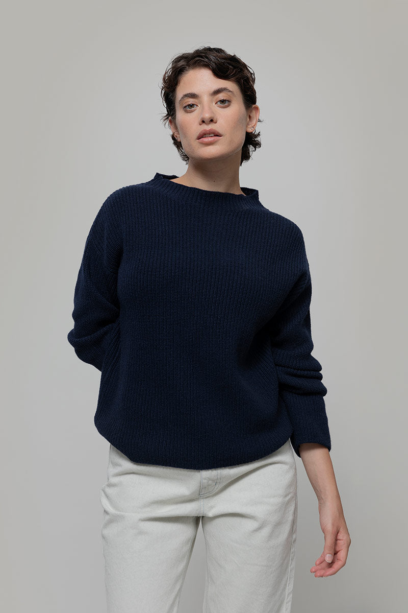Maglia Donna Cashmere Rigenerato Melissa Blu - Rifò Lab Moda circolare made in Italy