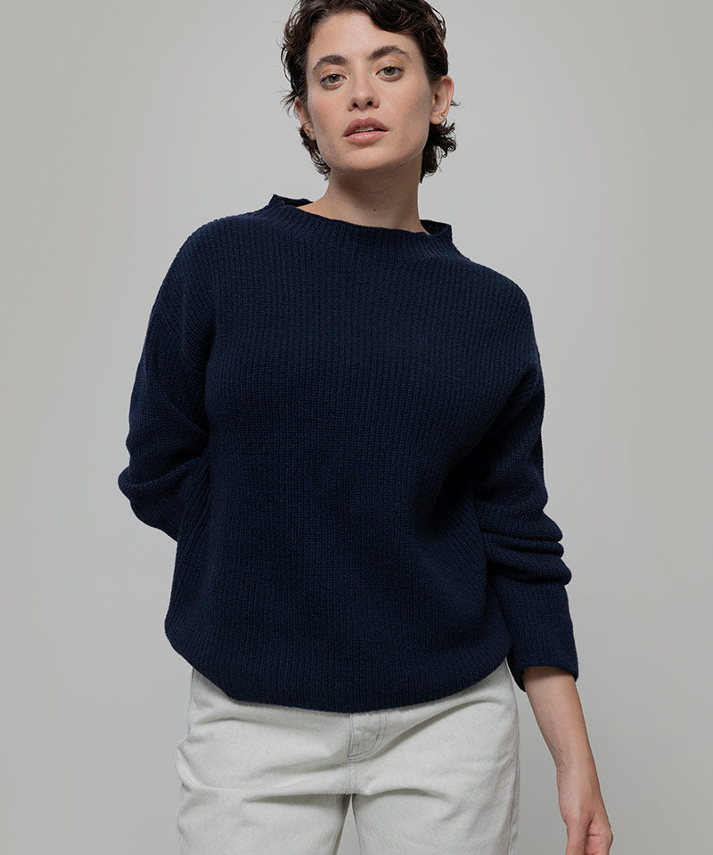 Maglia Donna Cashmere Rigenerato Melissa Blu - Rifò Lab Moda circolare made in Italy