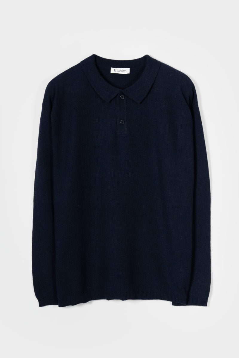 polo-uomo-cashmere-rigenerato-ezio-blu - Rifò Lab Moda circolare made in Italy