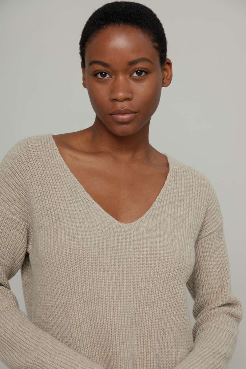 Maglia Donna Cashmere Rigenerato Ester Beige