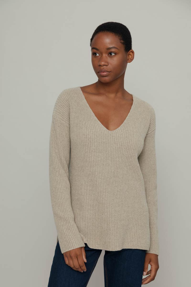Maglia Donna Cashmere Rigenerato Ester Beige