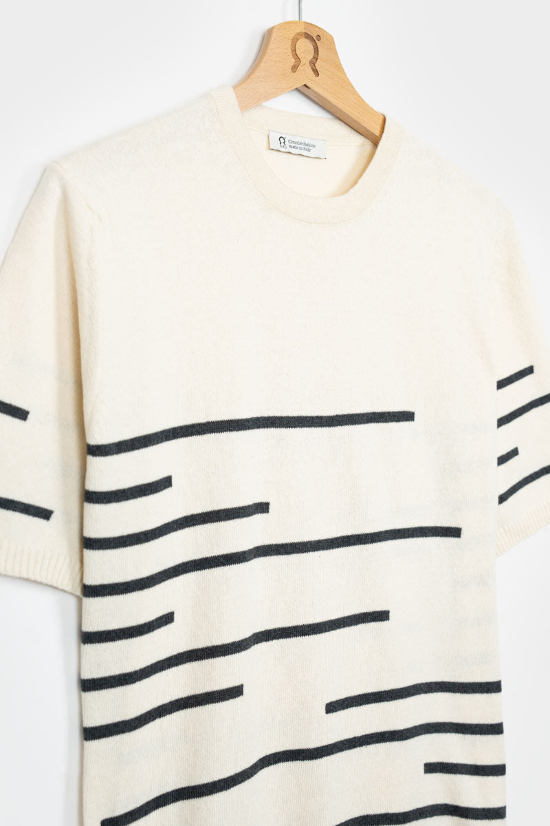 Bianco Burro | Maglia Righe Uomo Cotone Rigenerato Adone