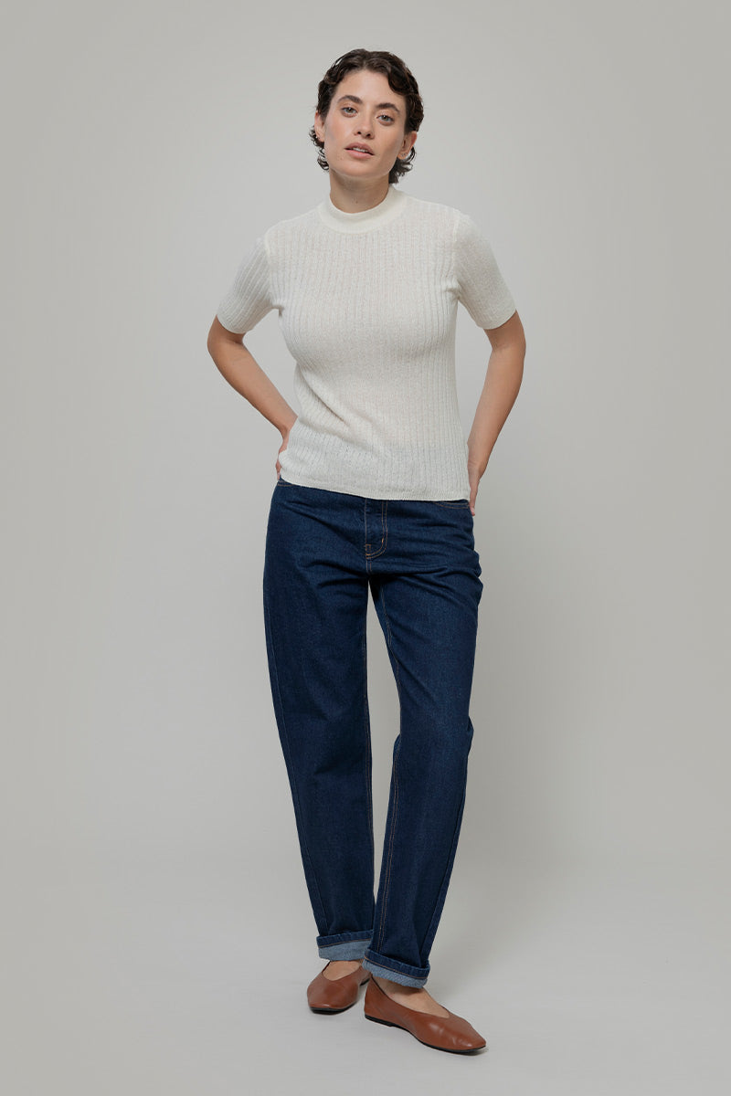 Bianco Grezzo | Maglia lupetto seta rigenerata - Rifò Lab Moda circolare made in Italy