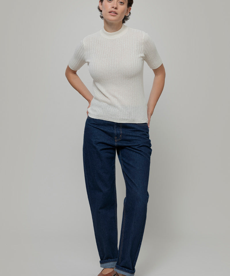 Bianco Grezzo | Maglia lupetto seta rigenerata - Rifò Lab Moda circolare made in Italy