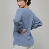 Maglia Donna Cotone Rigenerato Fanny Blu Indigo - Rifò Lab Moda circolare made in Italy