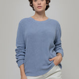 Maglia Donna Cotone Rigenerato Fanny Blu Indigo - Rifò Lab Moda circolare made in Italy