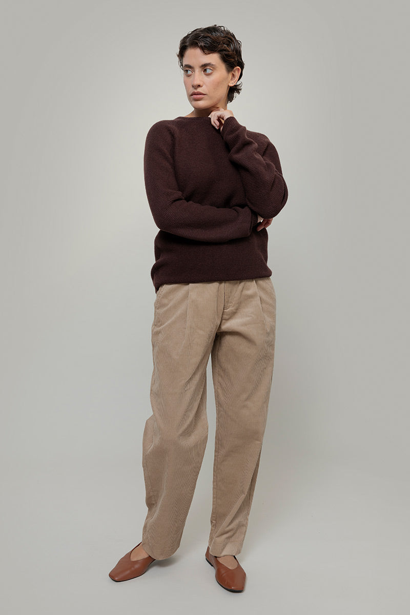 Maglia Girocollo Donna Cashmere Rigenerato Giulietta Marrone - Rifò Lab Moda circolare made in Italy