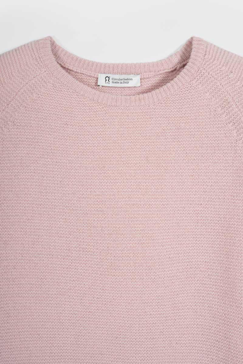 Maglia Girocollo Donna Cashmere Rigenerato Giulietta Rosa - Rifò Lab Moda circolare made in Italy