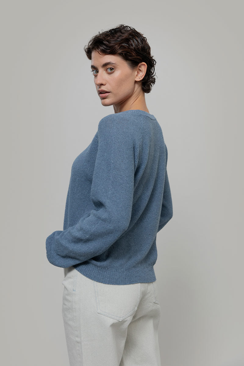 Maglia Donna Denim Rigenerato Alice Blu Atlantico - Rifò Lab Moda circolare made in Italy