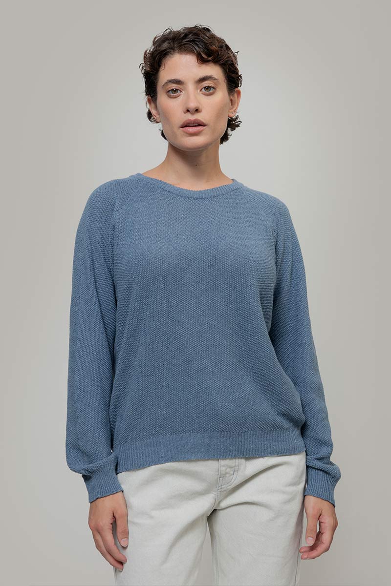 Maglia Donna Denim Rigenerato Alice Blu Atlantico - Rifò Lab Moda circolare made in Italy