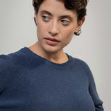 Maglia Donna Denim Rigenerato Alice Blu Baltico - Rifò Lab Moda circolare made in Italy
