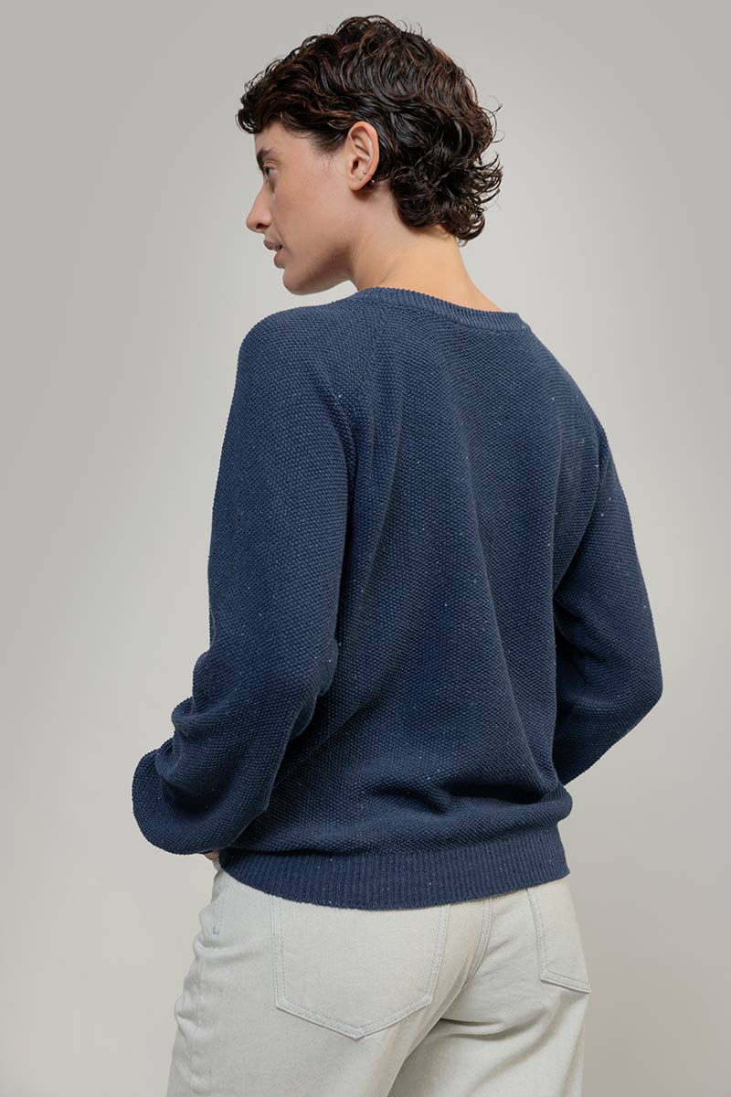 Maglia Donna Denim Rigenerato Alice Blu Baltico - Rifò Lab Moda circolare made in Italy