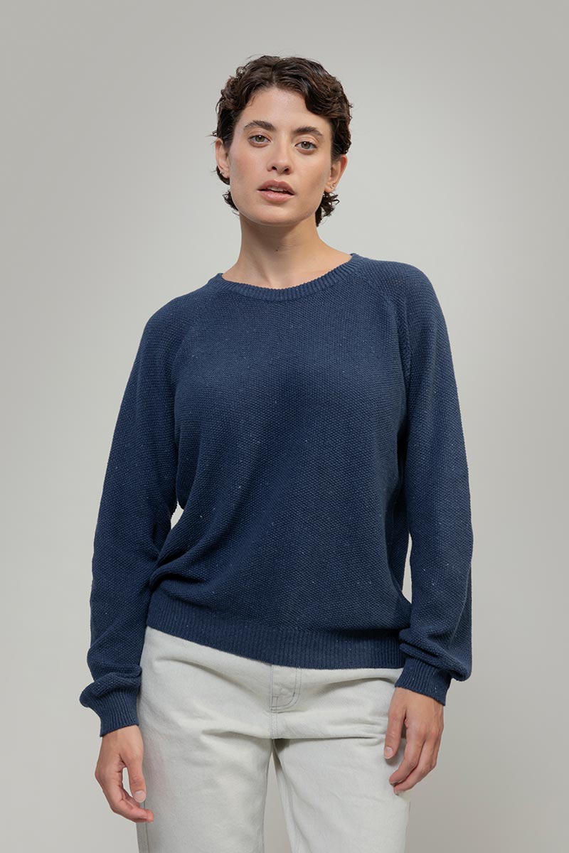 Maglia Donna Denim Rigenerato Alice Blu Baltico - Rifò Lab Moda circolare made in Italy