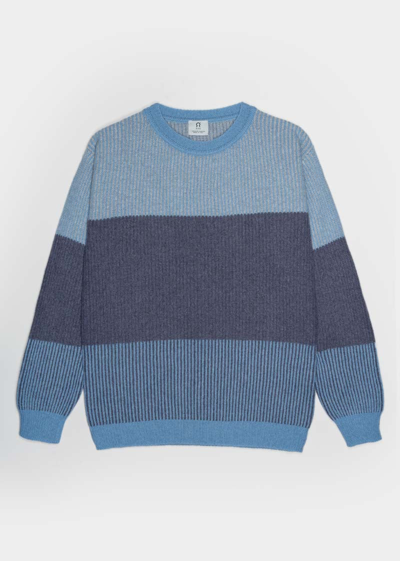 Maglia Unisex Cashmere Rigenerato Zero Waste Trio Azzurro Ortensia