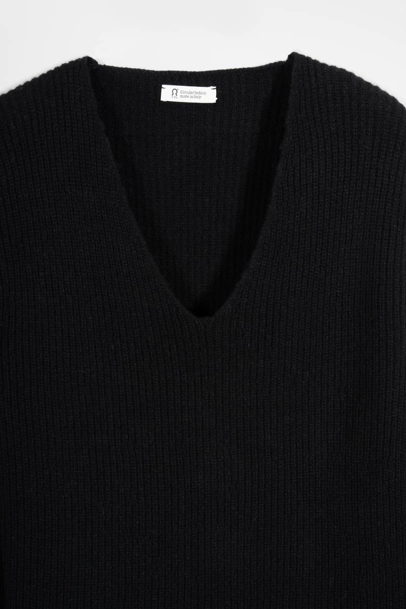 Maglia Donna Cashmere Rigenerato Ester Nero