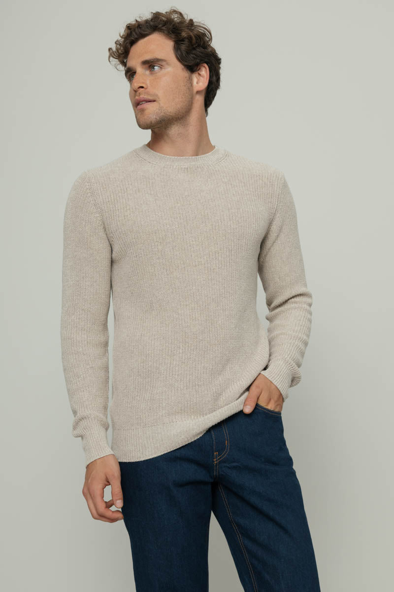 Beige Avena | Maglia Uomo Cotone Rigenerato Luca