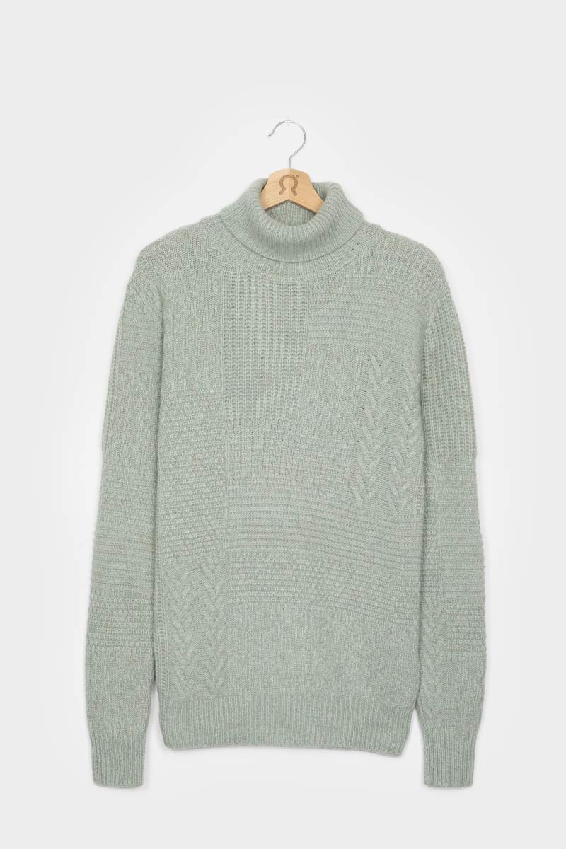 Mouline Verde Licheni | Maglia Uomo Cashmere Rigenerato Bartolomeo