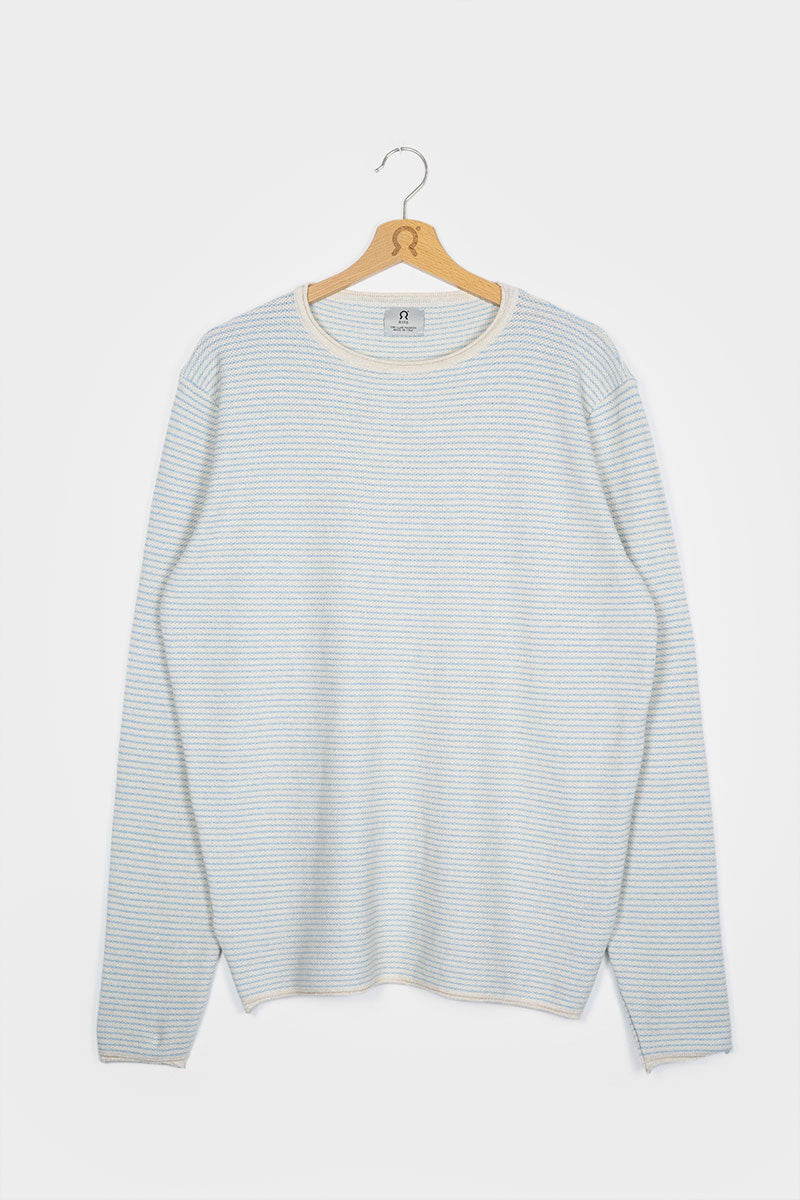 Bianco Burro + Azzurro Boy | Maglia Uomo Cotone Rigenerato Noa
