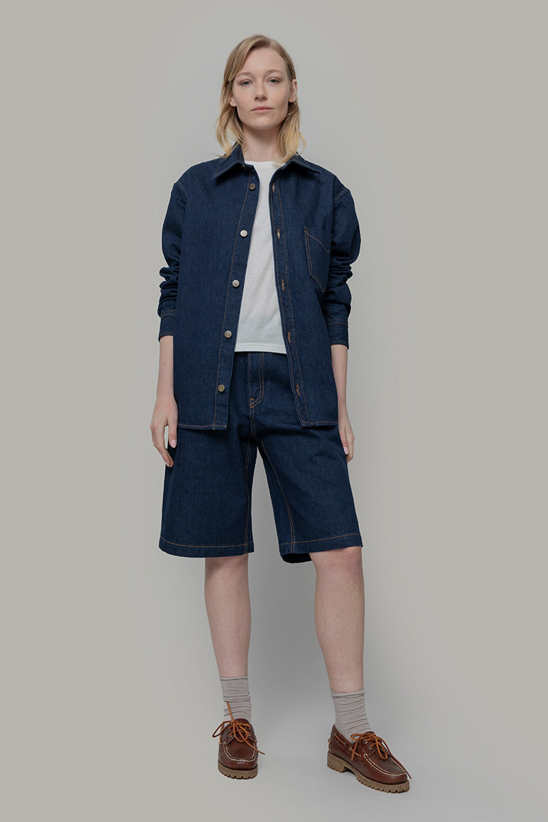 Jorts Donna Denim Rigenerato Lea Indigo Blu - Rifò Lab Moda circolare made in Italy