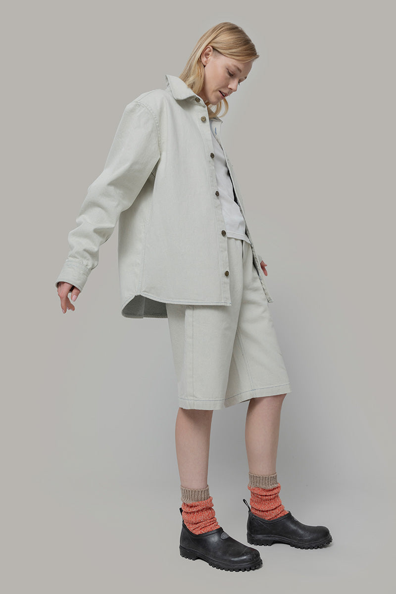 Jorts Donna Denim Rigenerato Lea Bianco Ecrù - Rifò Lab Moda circolare made in Italy