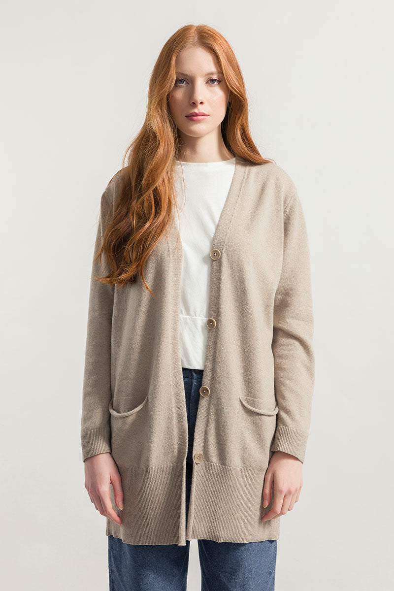 Beige Sabbia | Cardigan Donna Cashmere Rigenerato Claudia