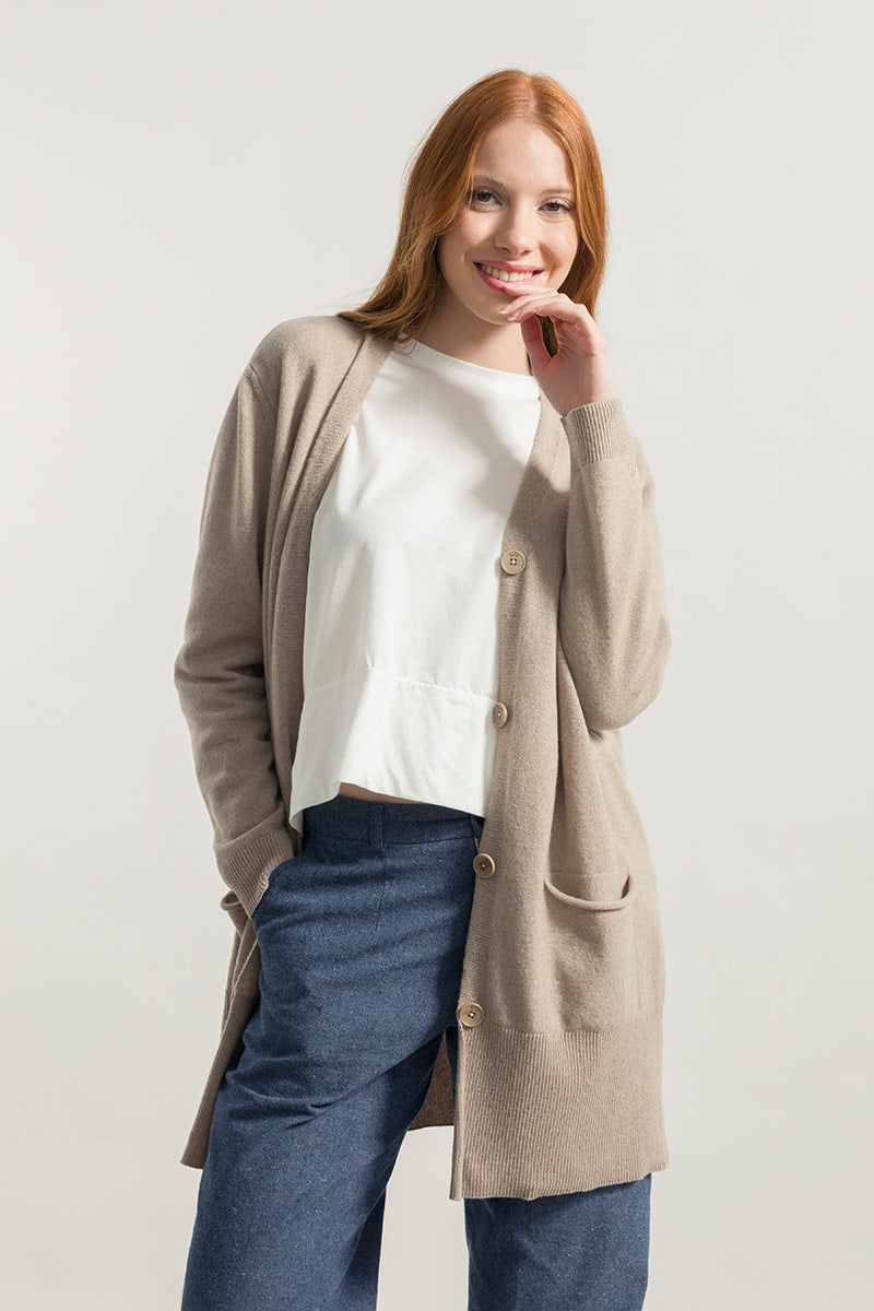 Beige Sabbia | Cardigan Donna Cashmere Rigenerato Claudia