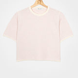 Bianco Burro + Rosa Magnolia | Maglia Maniche Corte Cotone Rigenerato