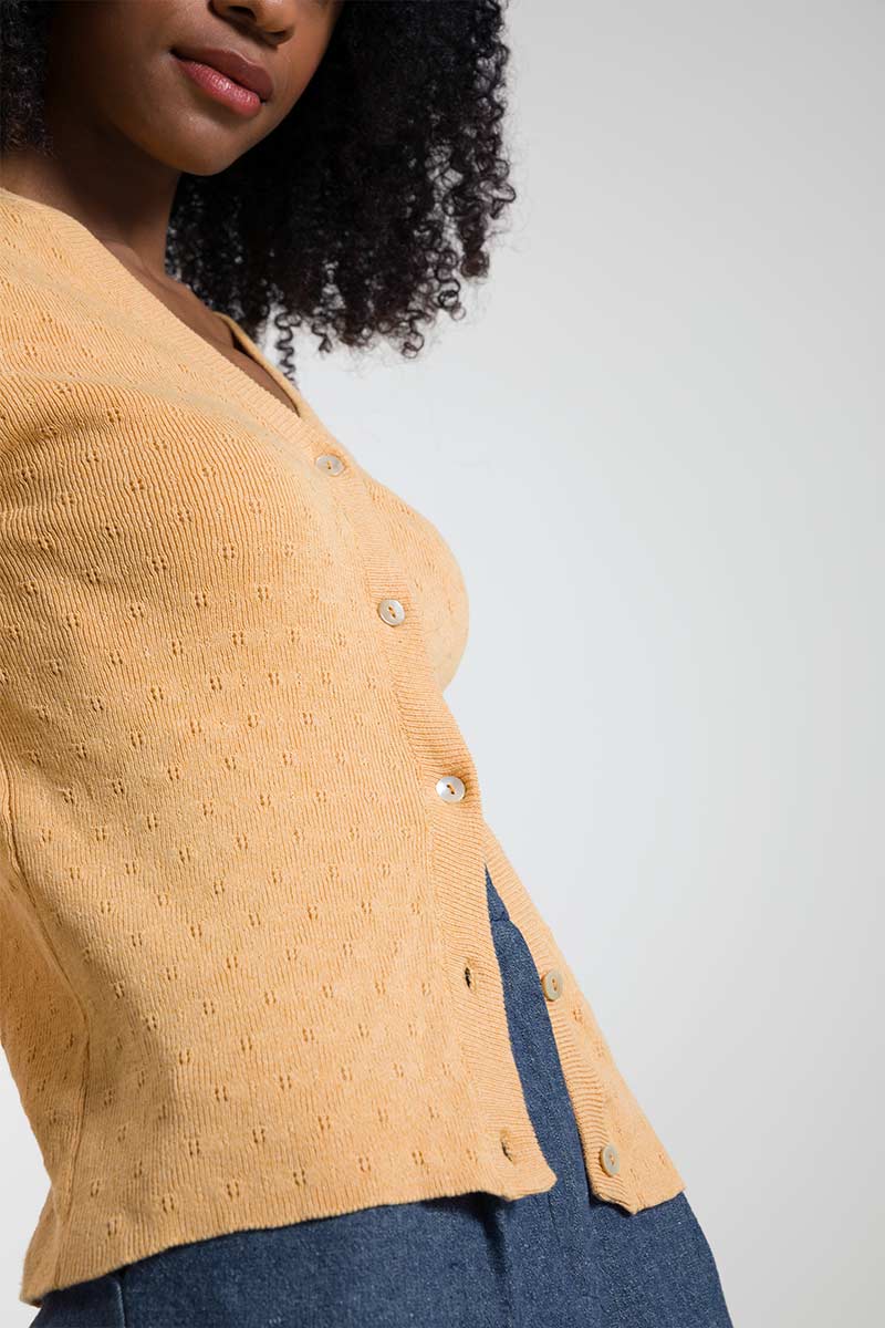 Arancio Papaya | Cardigan Donna Cotone Rigenerato