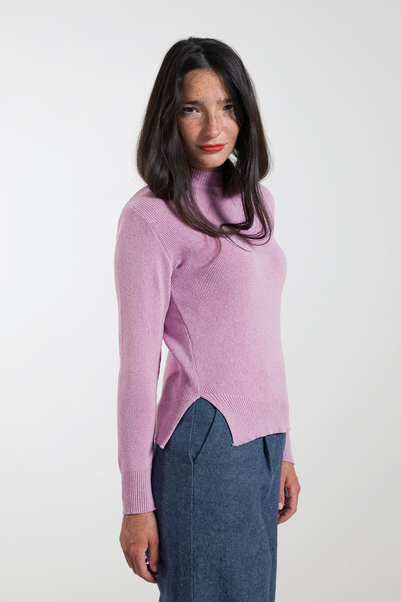 Recycled-cotton-turtleneck-Audrey-pink-6_1d91dd17-4f2e-4553-ac6d-3cc372fa3c53 - Rifò Lab Moda Circolare Made in Italy