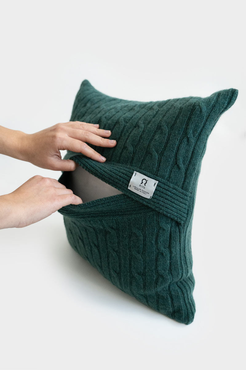 Verde Serpentino | Copricuscino Cashmere Rigenerato