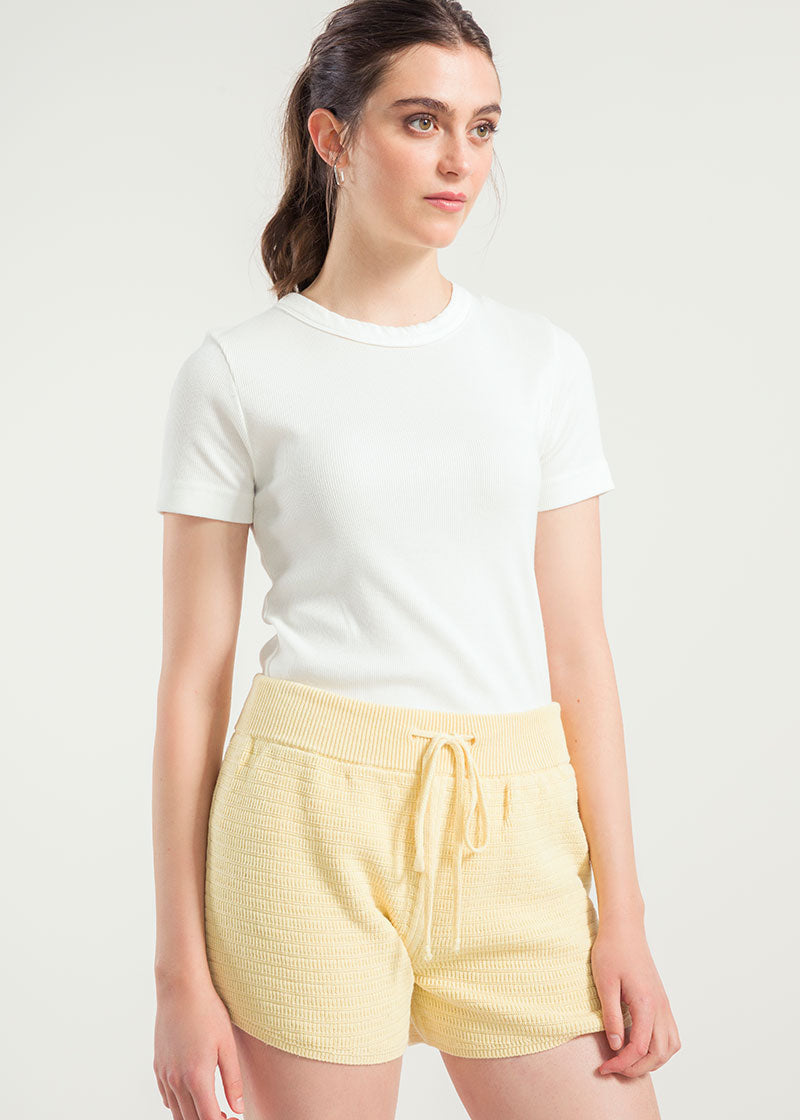 Giallo Crema | Shorts in Maglia Donna Cotone Rigenerato Stella