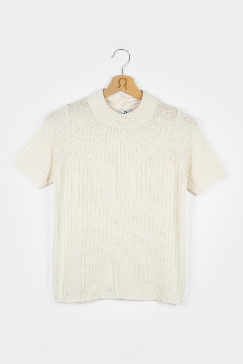Bianco Grezzo | Maglia lupetto seta rigenerata