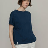 T-Shirt Donna Cotone Rigenerato Cris Blu