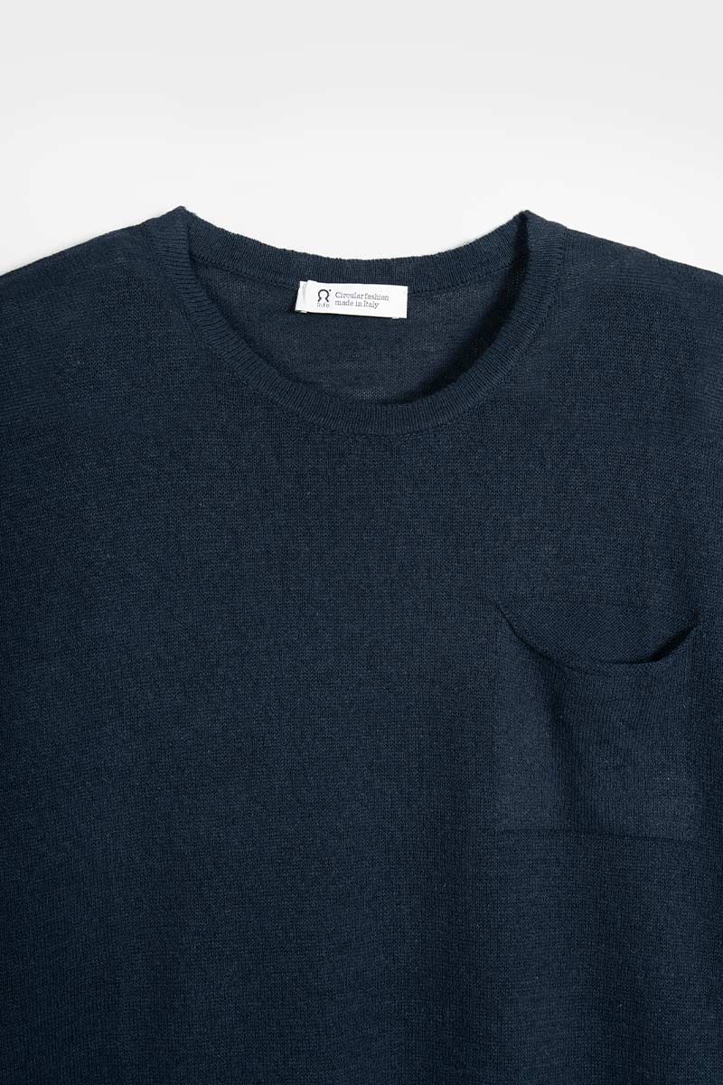 T-Shirt Lino Riciclato Uomo Matteo Blu