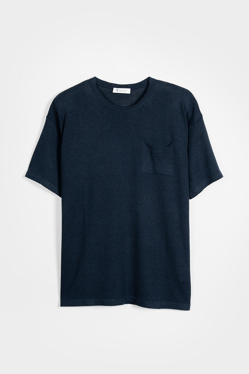 T-Shirt Lino Riciclato Uomo Matteo Blu