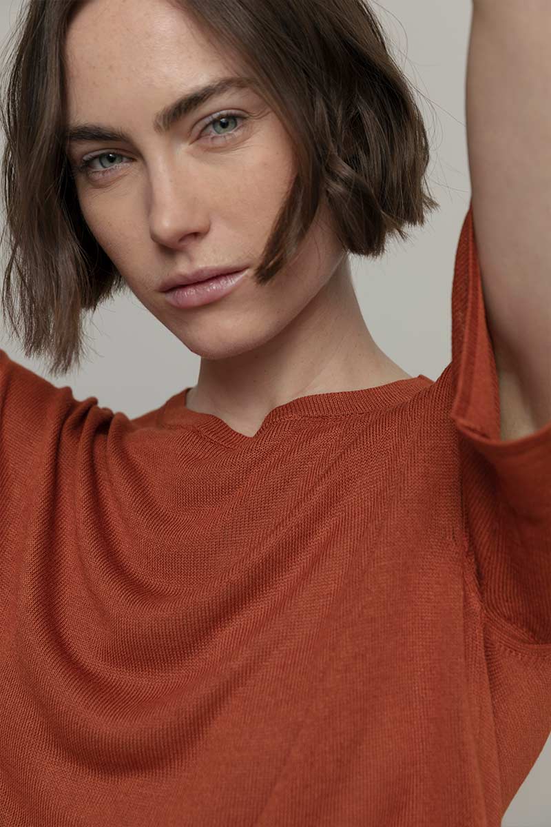 T-Shirt Donna Viscosa Virginia Marrone Terracotta