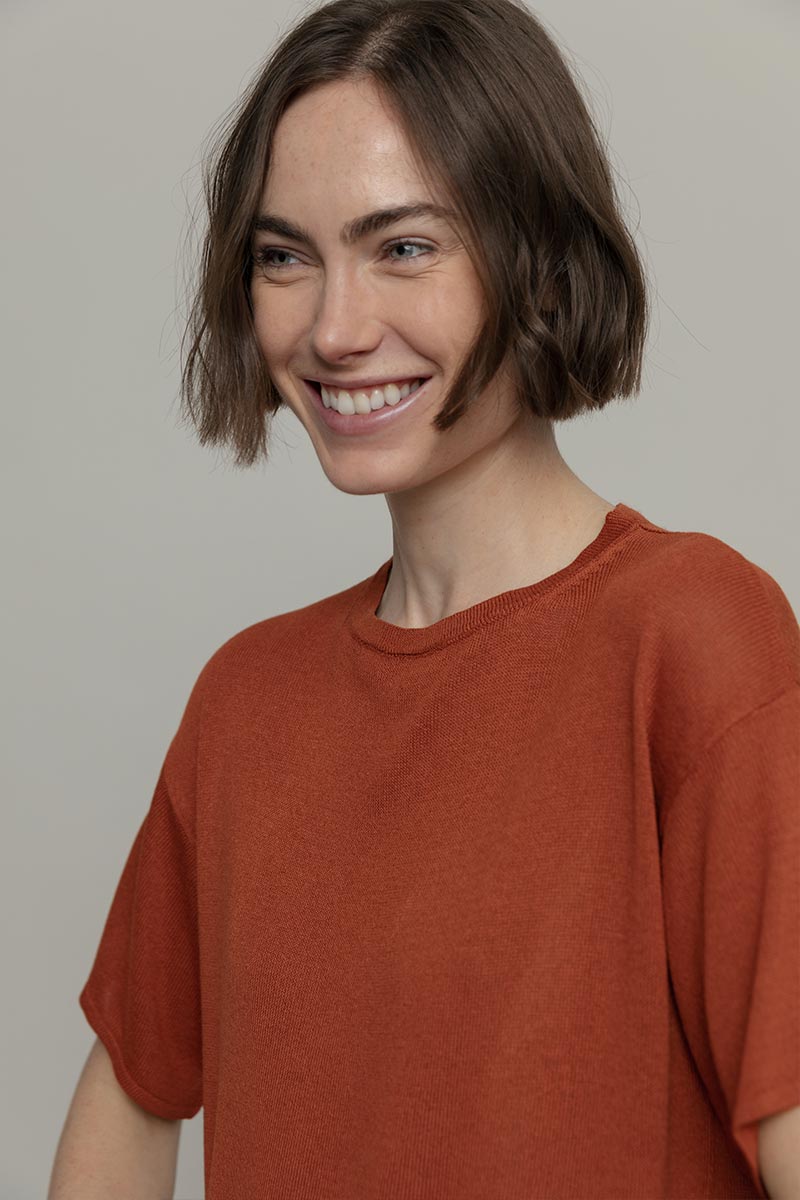 T-Shirt Donna Viscosa Virginia Marrone Terracotta