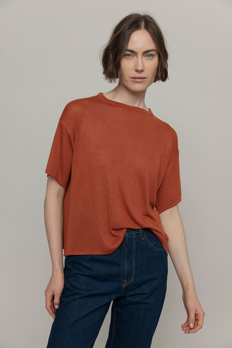 T-Shirt Donna Viscosa Virginia Marrone Terracotta