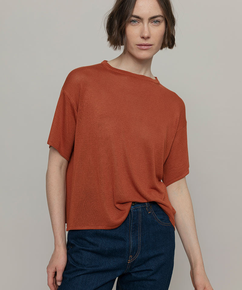 T-Shirt Donna Viscosa Virginia Marrone Terracotta