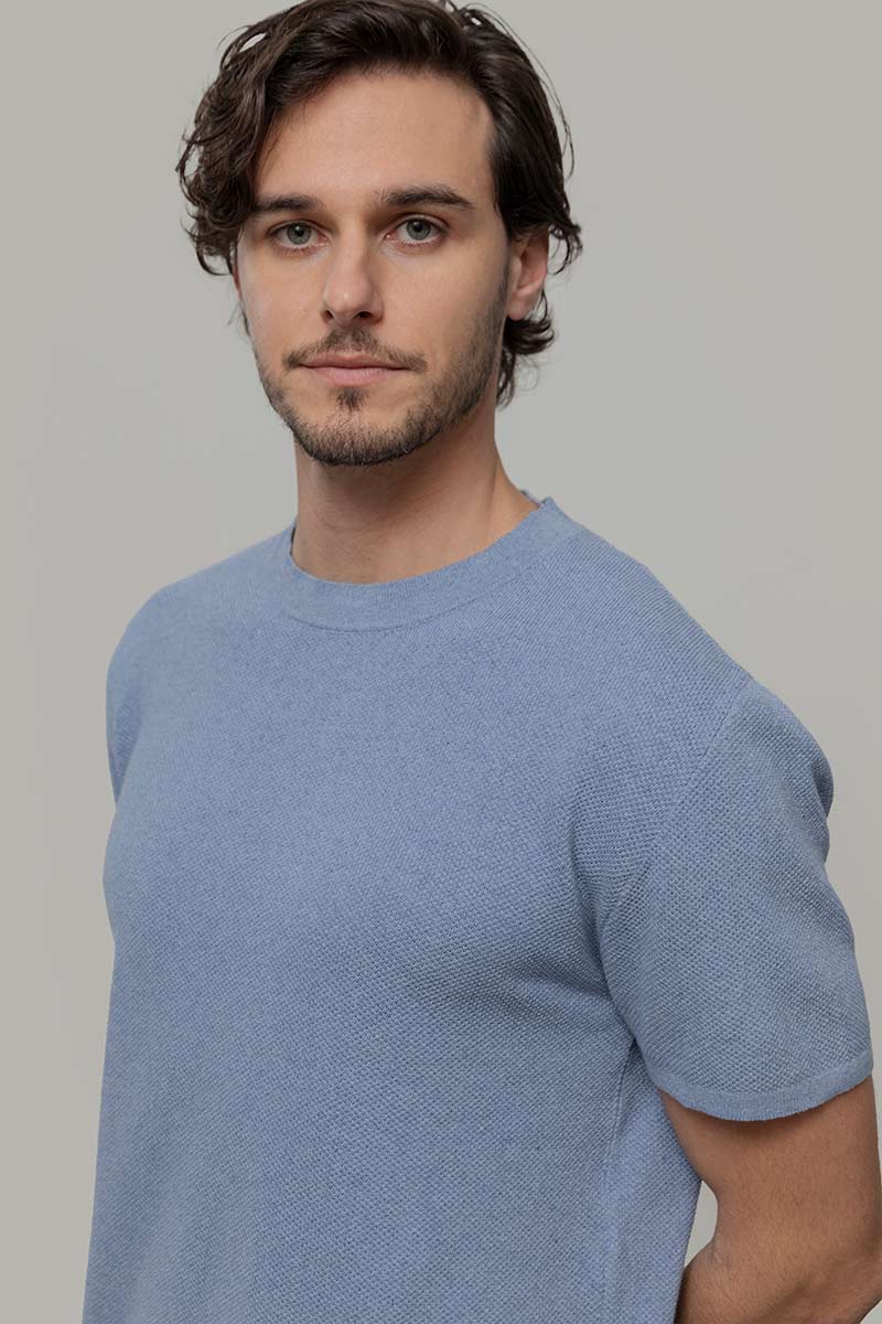 T-Shirt Uomo Cotone Rigenerato Mattia Blu
