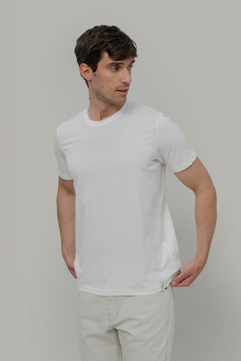 T Shirt Uomo Cotone Rigenerato Elio Bianco Moda Circolare Rifò