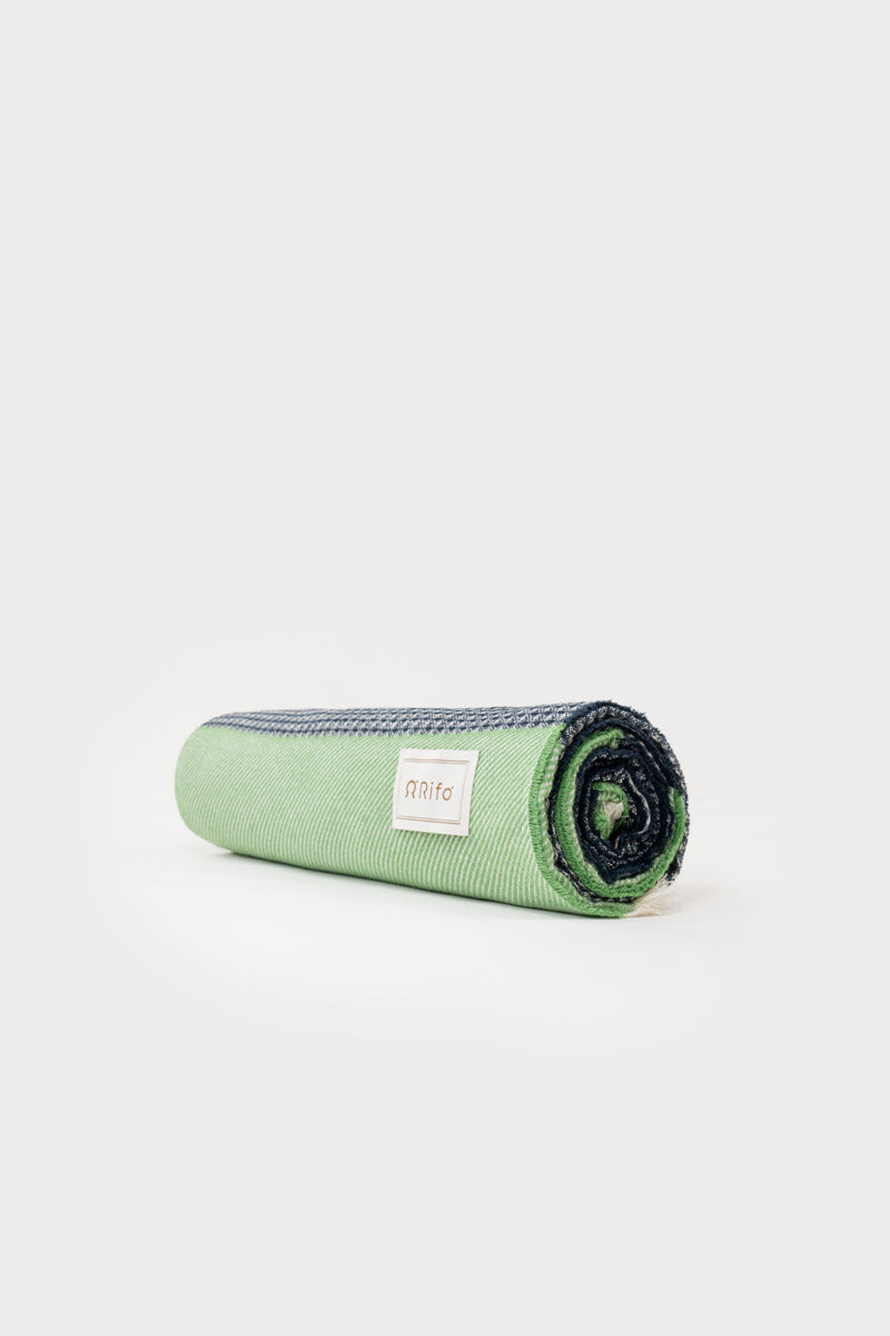 Telo Mare Cotone Rigenerato Waffle Verde Blu
