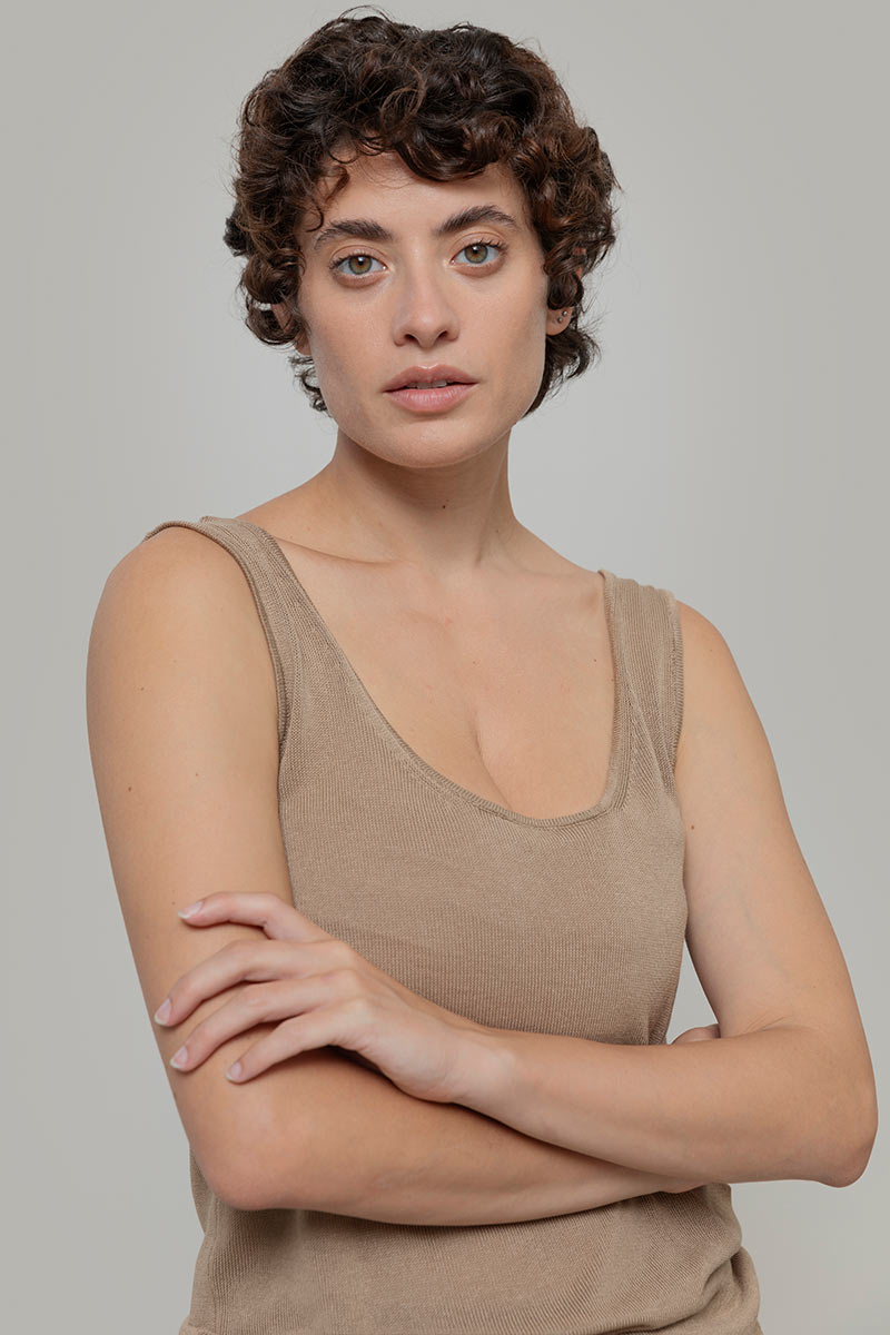 Top Viscosa Donna Valeria Beige - Rifò Lab Moda circolare made in Italy