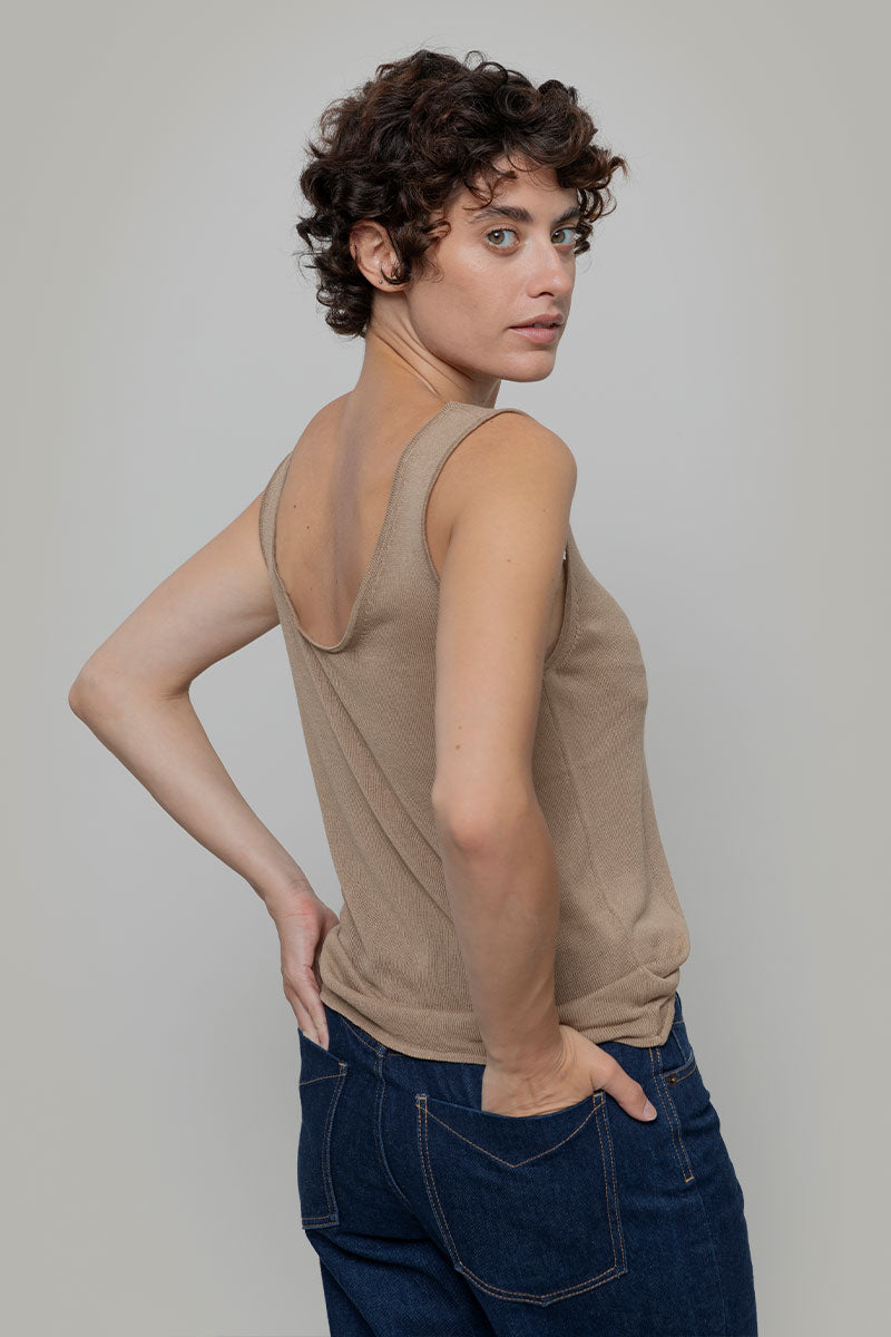 Top Viscosa Donna Valeria Beige - Rifò Lab Moda circolare made in Italy