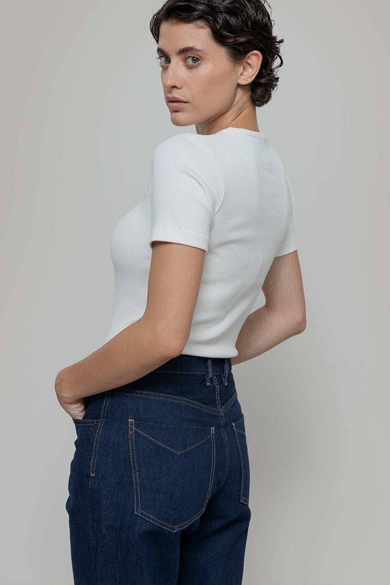 Bianco Latte | Maglietta a Maniche Corte Donna Cotone Rigenerato Ilaria