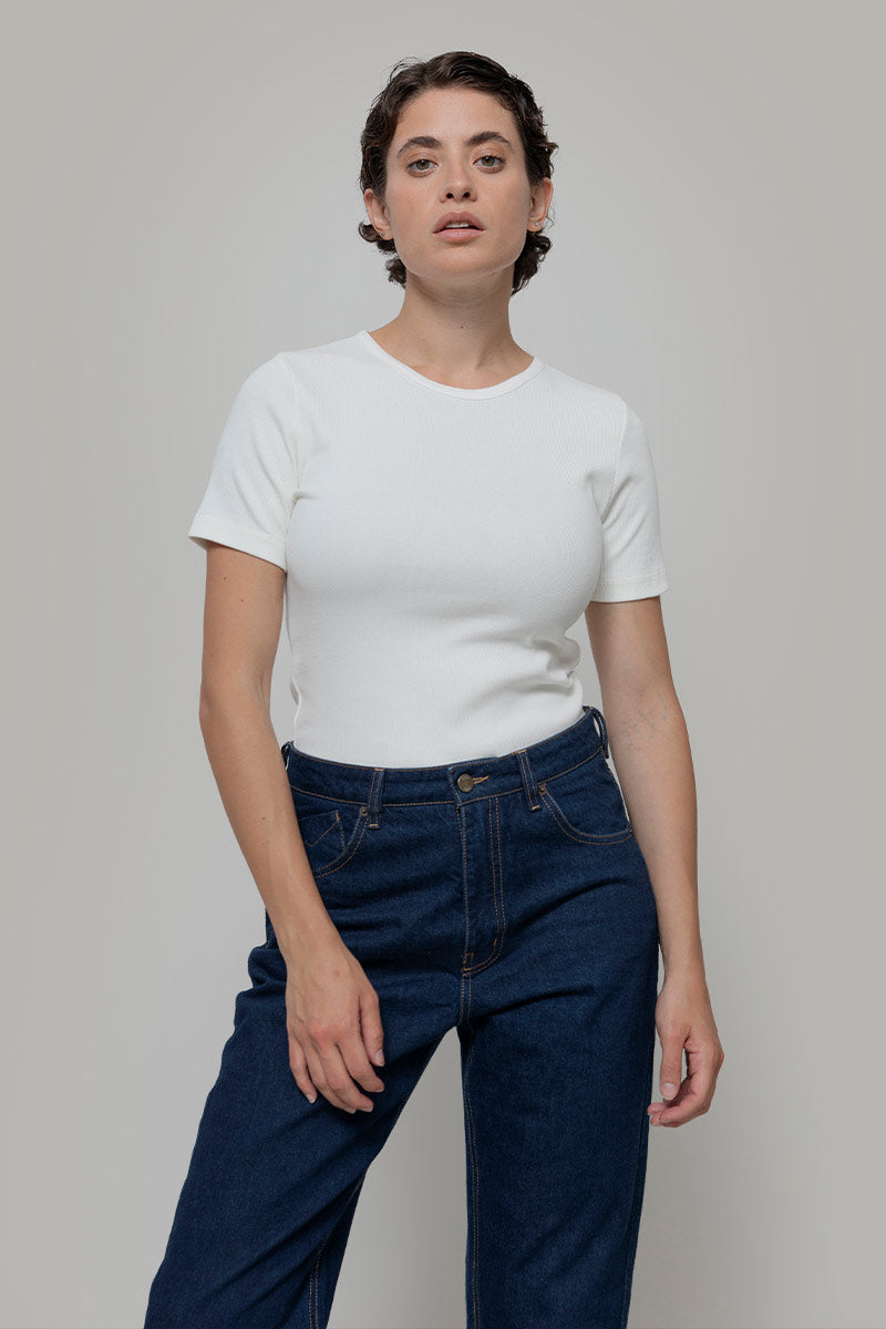 Bianco Latte | Maglietta a Maniche Corte Donna Cotone Rigenerato Ilaria