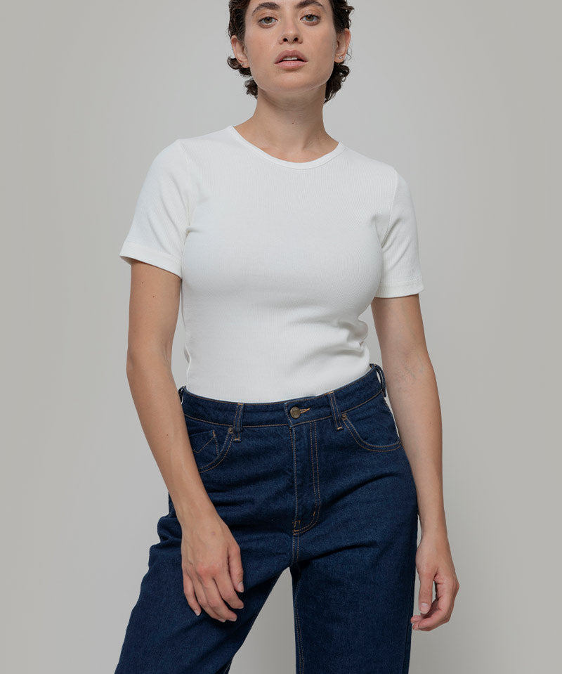 Bianco Latte | Maglietta a Maniche Corte Donna Cotone Rigenerato Ilaria
