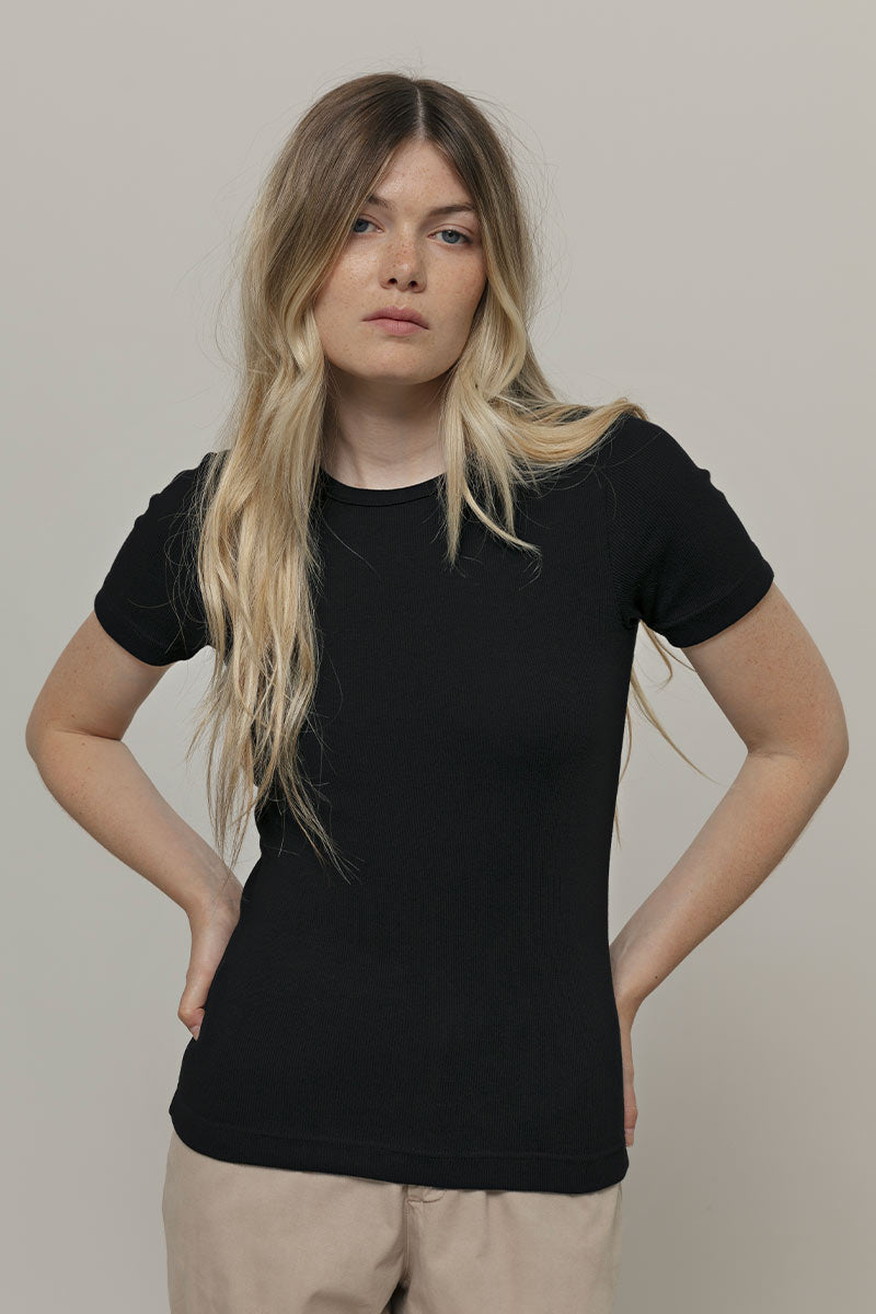 Maglia Nera Maglie Maniche Corte Cotone Maglietta Cotone Donna